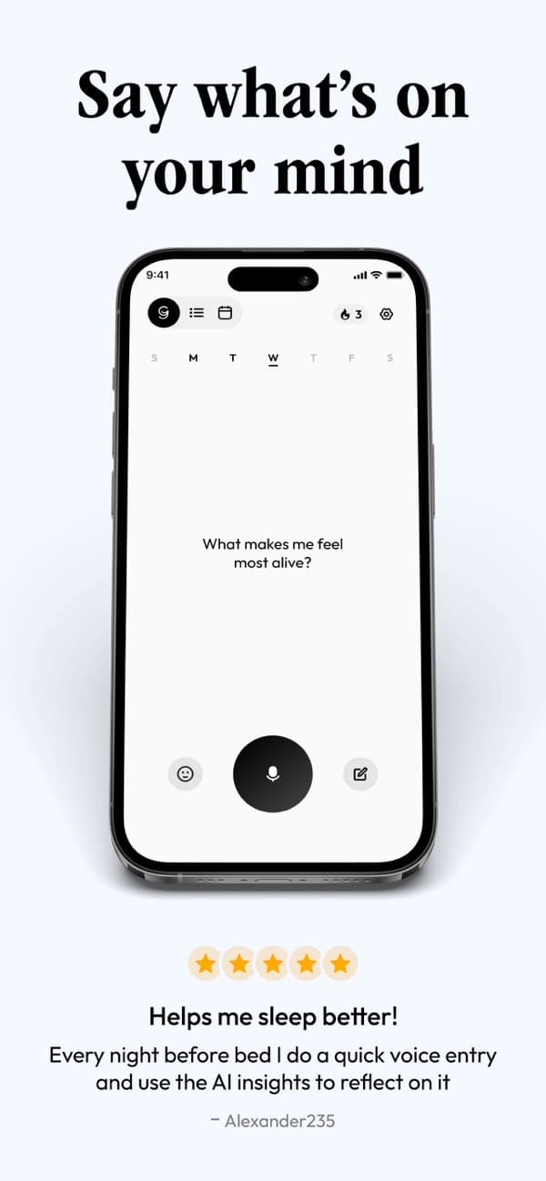 Glimpse voice recording screen