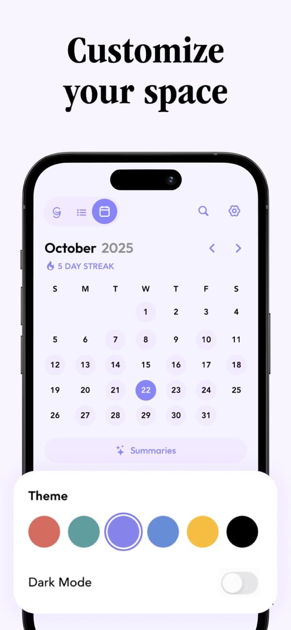 Glimpse personalization screen